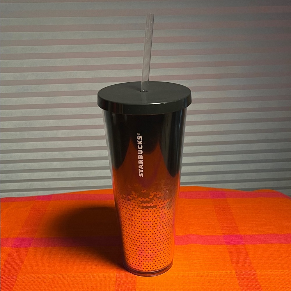 Starbucks Black and Silver Sequined Tumbler